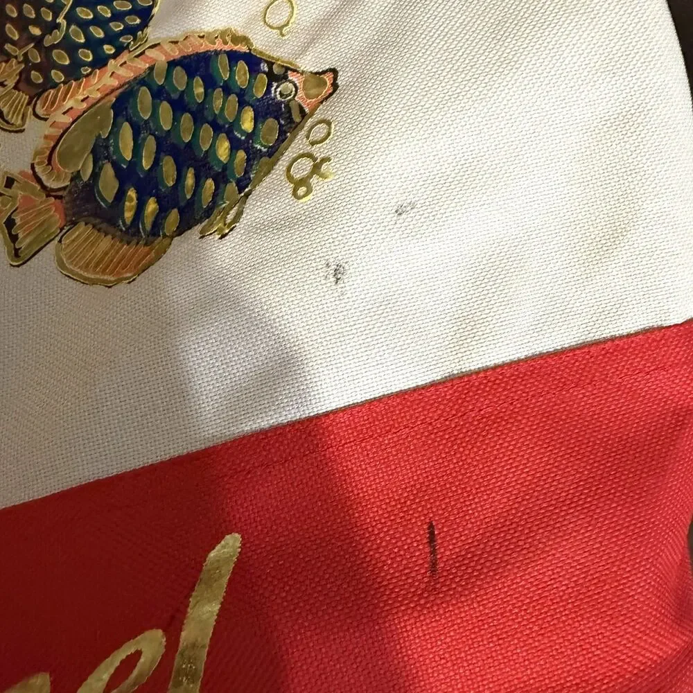 Cozumel Mexico Tropical Fish Tote Bag Red White Beach Travel Souvenir Bag
